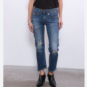 R13 Boy Straight Cropped Jeans, Size 25